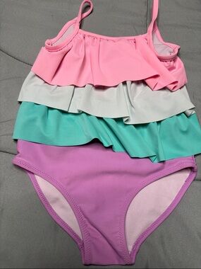 Carter's Pink, Gray, Teal & Purple Ruffle One-Piece Swim